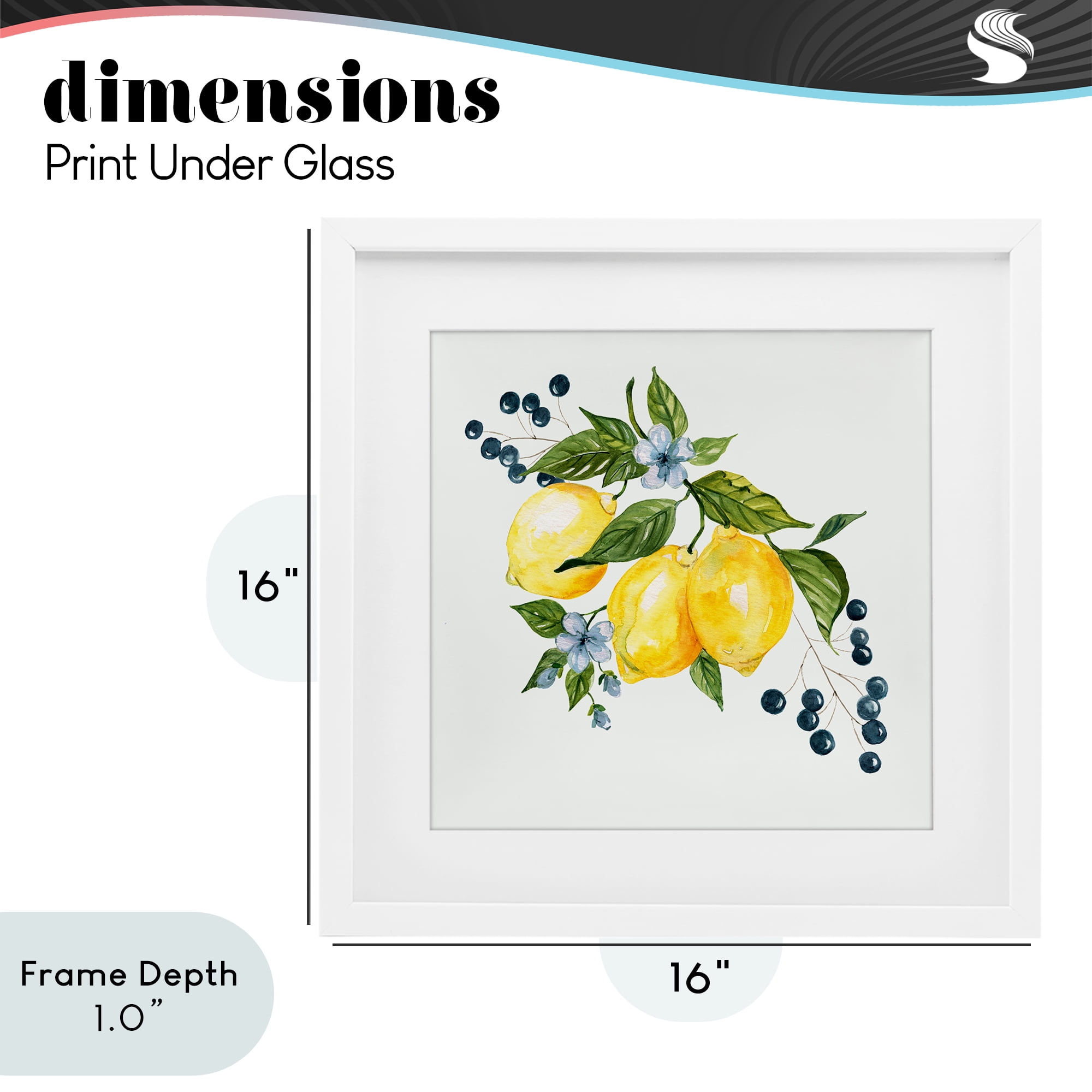 Stupell Industries Lemons with Blossoms & Berries White Framed Print Under Glass, design by Livi Finn