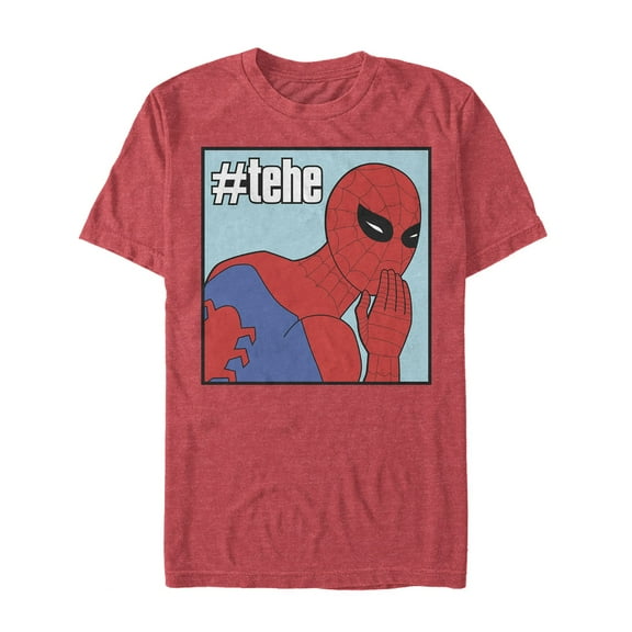 Men's Marvel Spider-Man #tehe Giggle Graphic Tee Red Heather 2X Large
