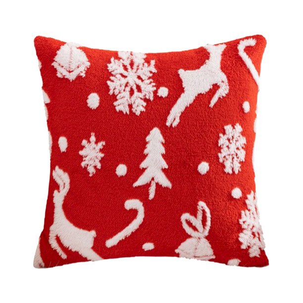 ¡Oferta especial! Cojines decorativos Zainafacai rojos navideños con copos de nieve bordados, fundas de lona para cojines, decoración navideña para el hogar, fundas suaves para sofá, dormitorio,