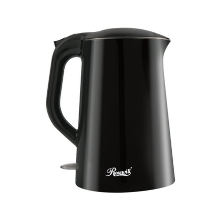Rosewill RHKT-15002 1500W 1.5L Double Wall Insulated Stainless Steel Pot Tea Water Electric Kettle, Black