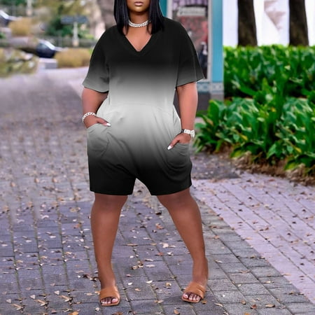 MITCOWBOYS Body Suit  Comfortable Leg Pockets Neck Short Women Sleeve Jumpsuit Wide V Summer Romper Short Women Jumpsuit  Long Sleeve Bodysuit  Shapewear Bodysuit  Dark Gray S