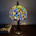 thumbnail image 2 of Amora Lighting Tiffany Style Mini Accent Lamp 15" Tall Stained Glass Purple Floral Iris Flower Bedroom Handmade Gift AM1076TL08B, 2 of 5