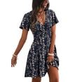 thumbnail image 2 of Hbhpov Women's Summer Causal Dresses V-Neck Short Sleeve Floral Beach Sundress M-2XL, 2 of 6