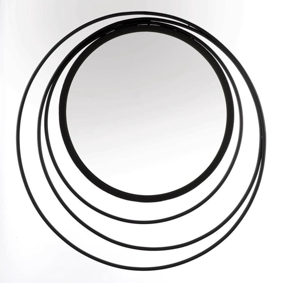 Zingz & Thingz Three Ring Round Wall Mirror - 29" - Black