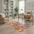 thumbnail image 2 of ODIKA 4'x6' Pink Orange Mid Century Floral Design Washable Area Rug Retro Botanical Pattern with Geometric Shapes for Home Office, Under Desk, Non-Slip Chair-Friendly, Flatwoven, 2 of 7