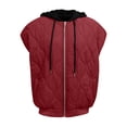 thumbnail image 6 of Women's Color-Blocked Sleeveless Vest, Modern Drawstring Hooded Puffer Vest with Front Pockets, Lightweight Quilted Winter Outerwear for Women, Trendy Zip Up Vest, Casual Sleeveless Jacket Wine L, 6 of 8