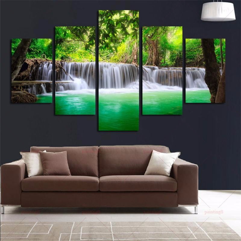 Unframed 5 Panels Waterfall Canvas Wall Decor Painting Modern Print Artwork Art For Home Decorations