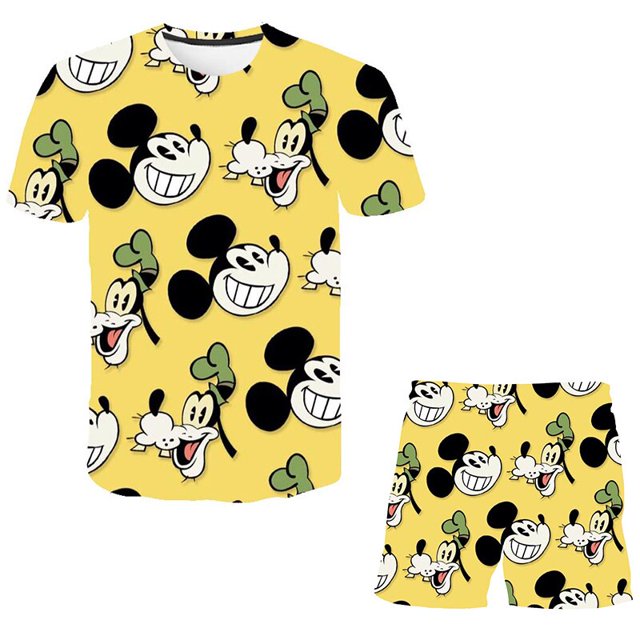 Ropa de Mickey para niños, ropa de moda de verano para niñas pequeñas, camiseta deportiva para niños, pantalones cortos, conjuntos de 2 uds, disfraz para niños pequeños, chándales para niños 10T Gao Jinjia LED