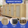thumbnail image 2 of ModFusion Rattan Buffet Cabinet, 4 Door Closed Storage Shelves, Wood 65 Inch TV Stand, Metal Feet, Pantry Organizer, Caning Sideboard, Brown Natural Wood, 2 of 7
