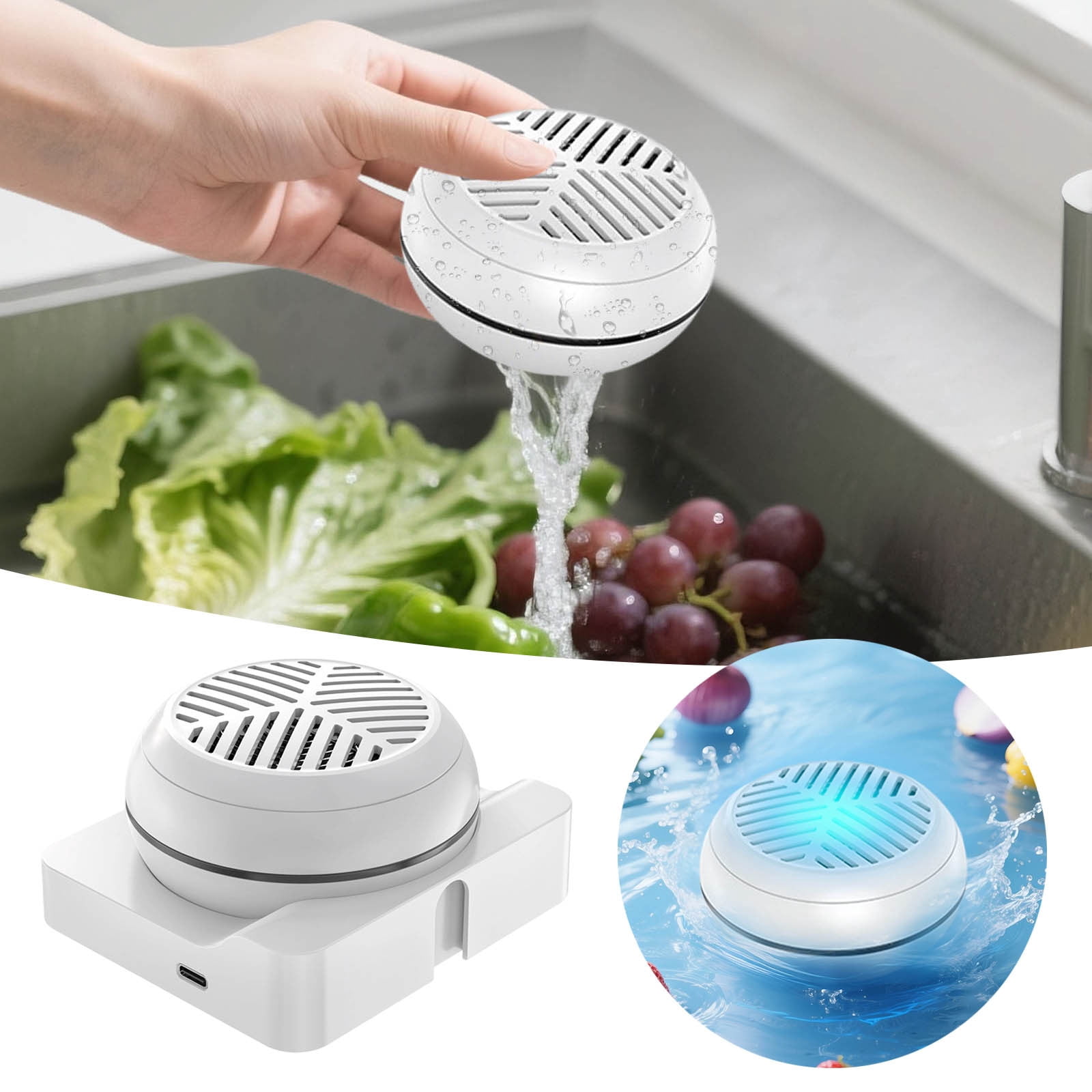 CanGonggg Fruit And Vegetable Washing Machine Fruit And Vegetable USB Wireless Portable Food Purifier With Purification Technology For Rice Meat And Tableware Brushes for Cleaning Long Handle