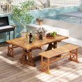 thumbnail image 2 of Gymax 2 PCS 51 Inches Acacia Wood Outdoor Bench w/ Slatted Seat & X-Shaped Frame, 2 of 10
