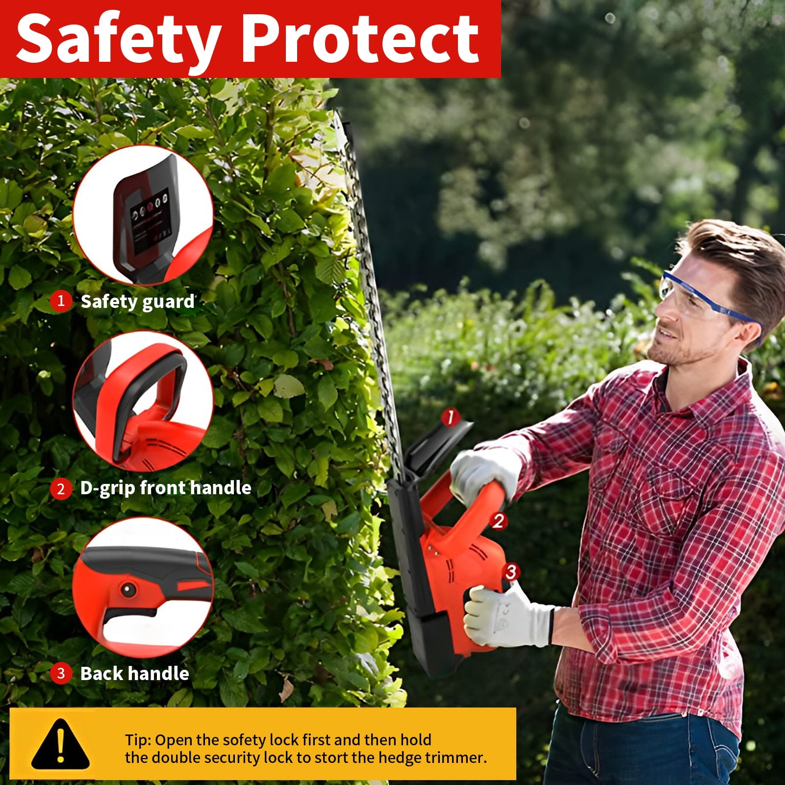 Victool 21V Cordless Electric Hedge Trimmer Double Blade Home Garden Trimmer Shrub Pruning Saw US 110V