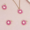 thumbnail image 6 of 1 Box 10Pcs Butterfly Charms for DIY Bracelets 18K Gold Plated Brass Flat Round Cerise Enamel Animal Charms with Loop for DIY Jewelry Making Choker Necklace Earring, 6 of 6