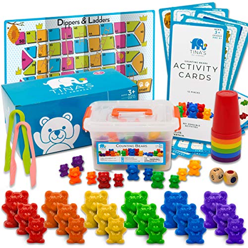 Counting Bears Color Sorting Toys for Toddlers Stacking Cups, Fine