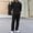 Black, variant on Linen 2 Piece Sets for Men 1/4 Zipper Linen Shirts with Hood and Beach Pants Loose Fit Casual Vacation Outfits White