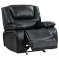 thumbnail image 3 of Mila Manual Glider Recliner Chair- Black Faux Leather- Pillow Top Arms, 3 of 6