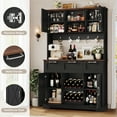 thumbnail image 6 of Homfa 71'' Tall Wine Bar Cabinet with Storage Hutch & 3 Drawers, Farmhouse Coffee Bar Cabinet Wine Rack with Adjustable Shelves for Kitchen Dining Room, Black, 6 of 8