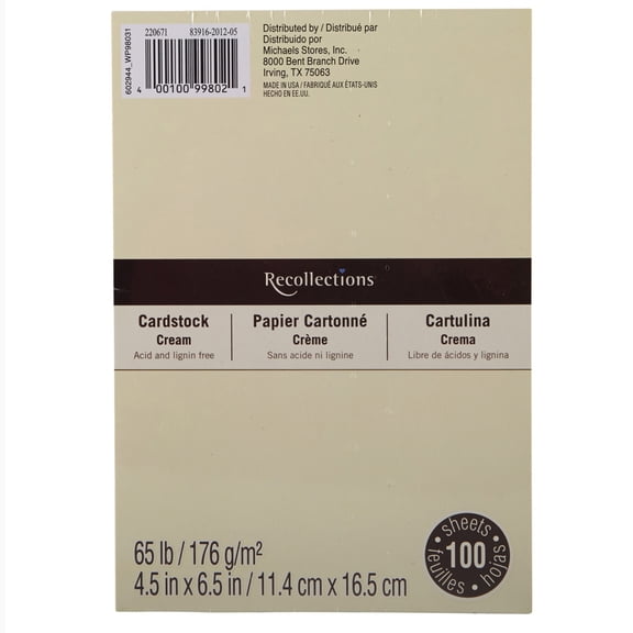 Recollections 1,200 Sheets Cream 4.5" x 6.5" Cardstock Paper - Acid and Lignin Free Paper for Scrapbooks, Arts & Crafts - Bulk Pack