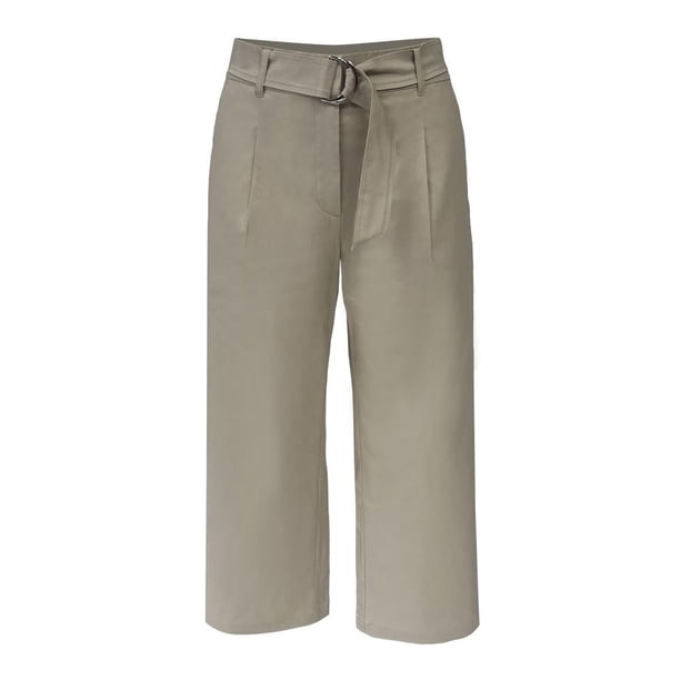 Pantalón George Talla M con Cinturón y Pierna Recta Khaki