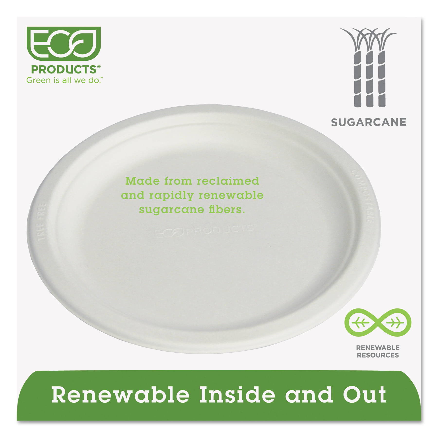 120 x 80 X H 15 MM-Disposable Bio 40 plates from sugar cane in White Rectangular 