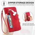 thumbnail image 2 of Tarise for Samsung S21 Ultra Wallet Case for Men Women, Galaxy S21 Ultra 5G Cover, Embossed PU Leather Magnet Buckle Card Slots Zipper Pocket Lanyard Wrist Strap Handbag All-inclusive Case, Red, 2 of 7