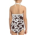 thumbnail image 3 of SEANATIVE Cow Print Lace Up One Piece Bathing Suit Brown Elastic Beach Kids Bikini Swimsuit Size 9-10 Skin-Friendly Swimwear Body Suits for Girls, 3 of 5