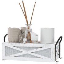 Autumn Alley Farmhouse Toilet Paper Basket for Back of Toilet - Farmhouse Toilet Paper Holder - Back of Toilet Organizer - Back of Toilet Storage Basket - Farmhouse Rustic Home Decor, White