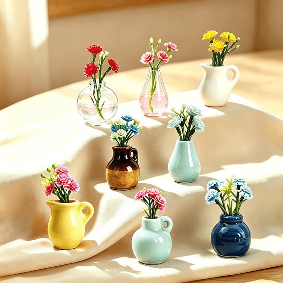 Mini Vase Fridge Magnets, Cute Refrigerator Magnets, Tiny Vase with Faux Flower for Office Whiteboard and Locker, Whimsical Decor Gift for Women