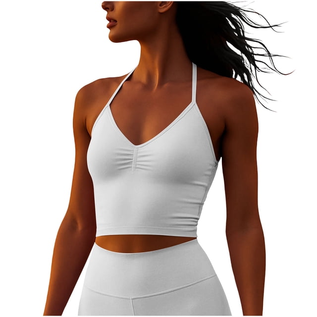 Womens 2026 Fitness Tank with Adjustable Halter Neck Breathable Mesh Back Workout Cami Quick Dry Round Neck Top for Cardio & Strength Training