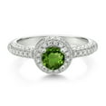 thumbnail image 2 of Gem Stone King 925 Sterling Silver Green Chrome Diopside and White Moissanite Engagement Ring for Women (1.06 Cttw, Round 5MM, Available in Size 5, 6, 7, 8, 9), 2 of 6