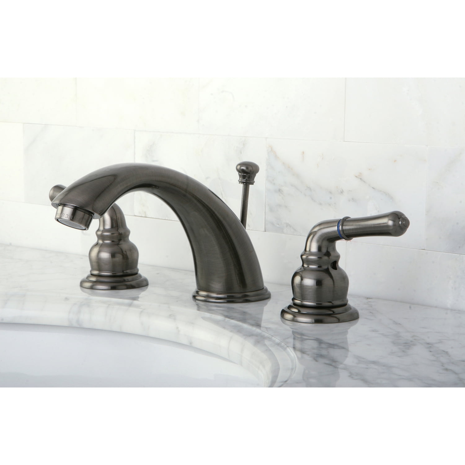 Kingston Brass KB963 Magellan Widespread Bathroom Faucet with Retail Pop-Up, Black Stainless
