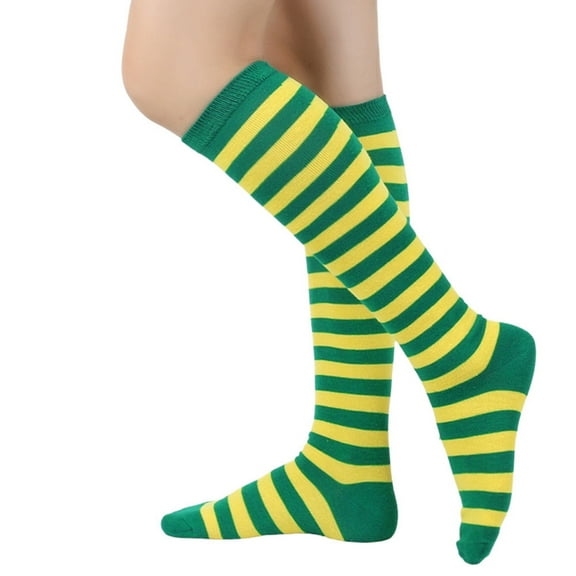 Womens Striped Knee High Socks Girls Funny Novelty Athletic Colorful Stripe Cute Stockings Tube Socks Army Green One Size