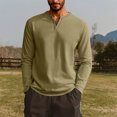 thumbnail image 5 of Mens Henley T-Shirts Long Sleeve Pullover Shirt Casual Heavyweight Button Shirts Basic Tees Khaki L, 5 of 5