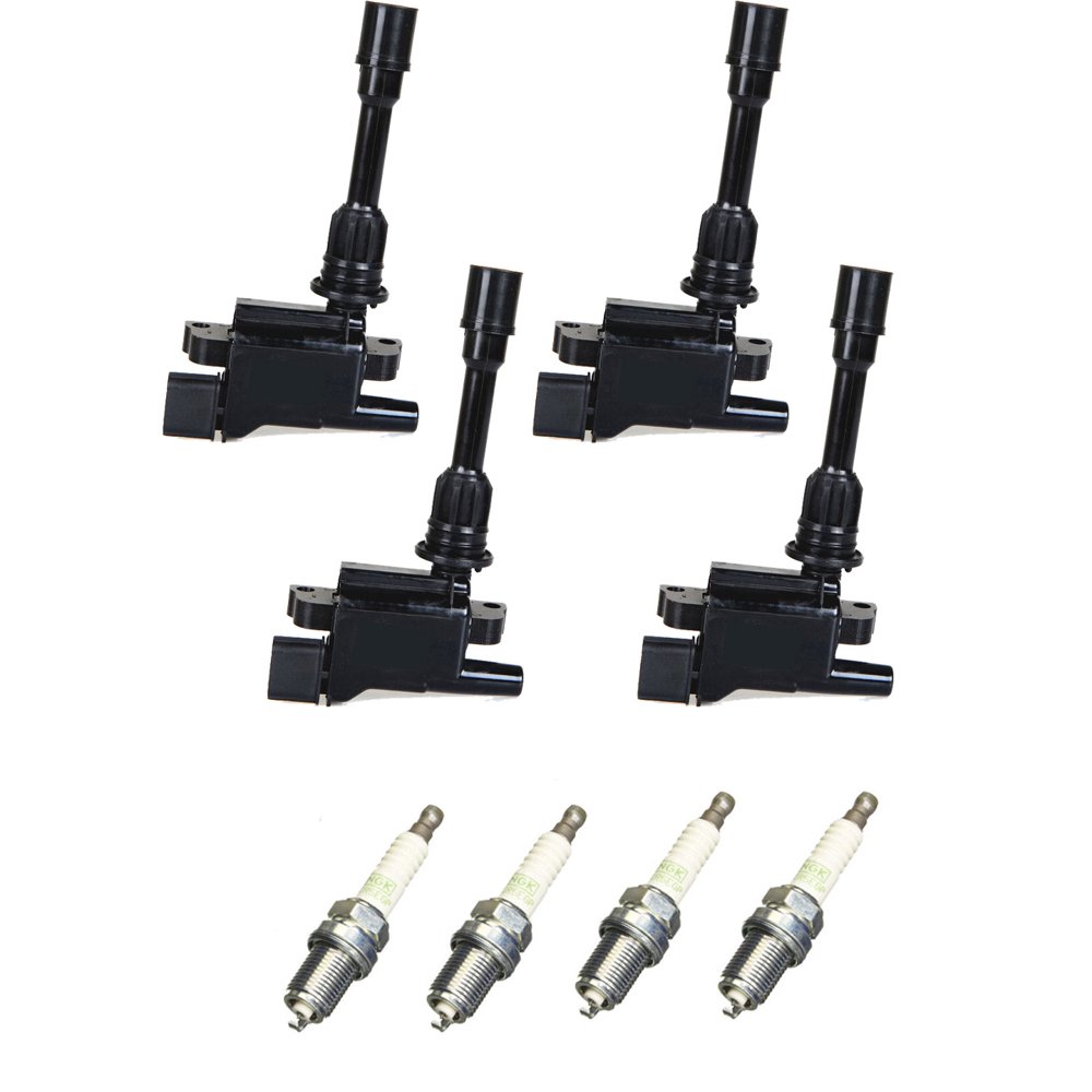 Set of 4 ISA Ignition Coils and 4 NGK Spark Plugs Compatible with 2012
