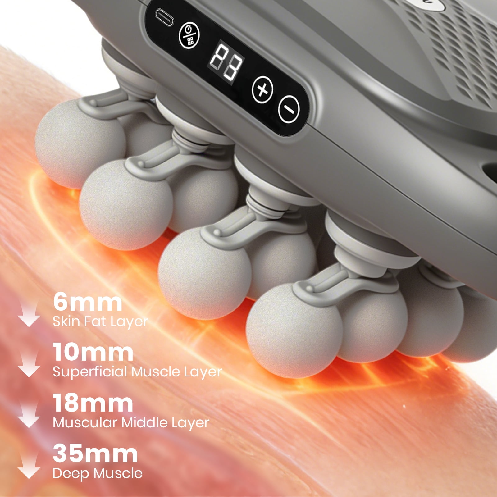 BAOKALER 16 Head Massage Gun Set, 2000mAh Electric Massage Tools, Electric Muscle Massager with with 9 Modes 9 Intensities for Deep Tissue, Back, Shoulders, Legs, Gray