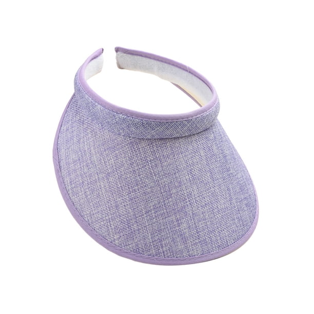 Minnieouse Sombreros para el sol Protección Clip-On Gorras Visera de lino Ajustable Grandes aleros Parte vacía Color sólido Regalo deportivo Sombreros morado claro Minnieouse AP010232-09