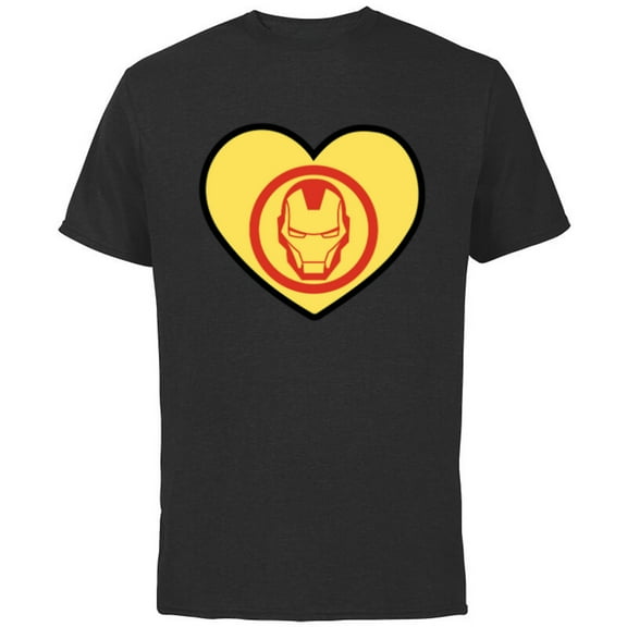 Marvel Iron Man Avengers Heart Love Romantic Valentine’s Day - Short Sleeve Cotton T-Shirt for Adults - Customized-Black