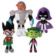 Teen Titans Go! 10" Plush Figure 4 Piece Set - Includes Robin, Beast Boy, Cyborg, and Raven