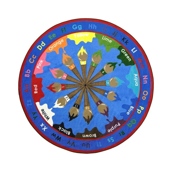 Paint & Learn 7'7" Round Area Rug In Color Multi