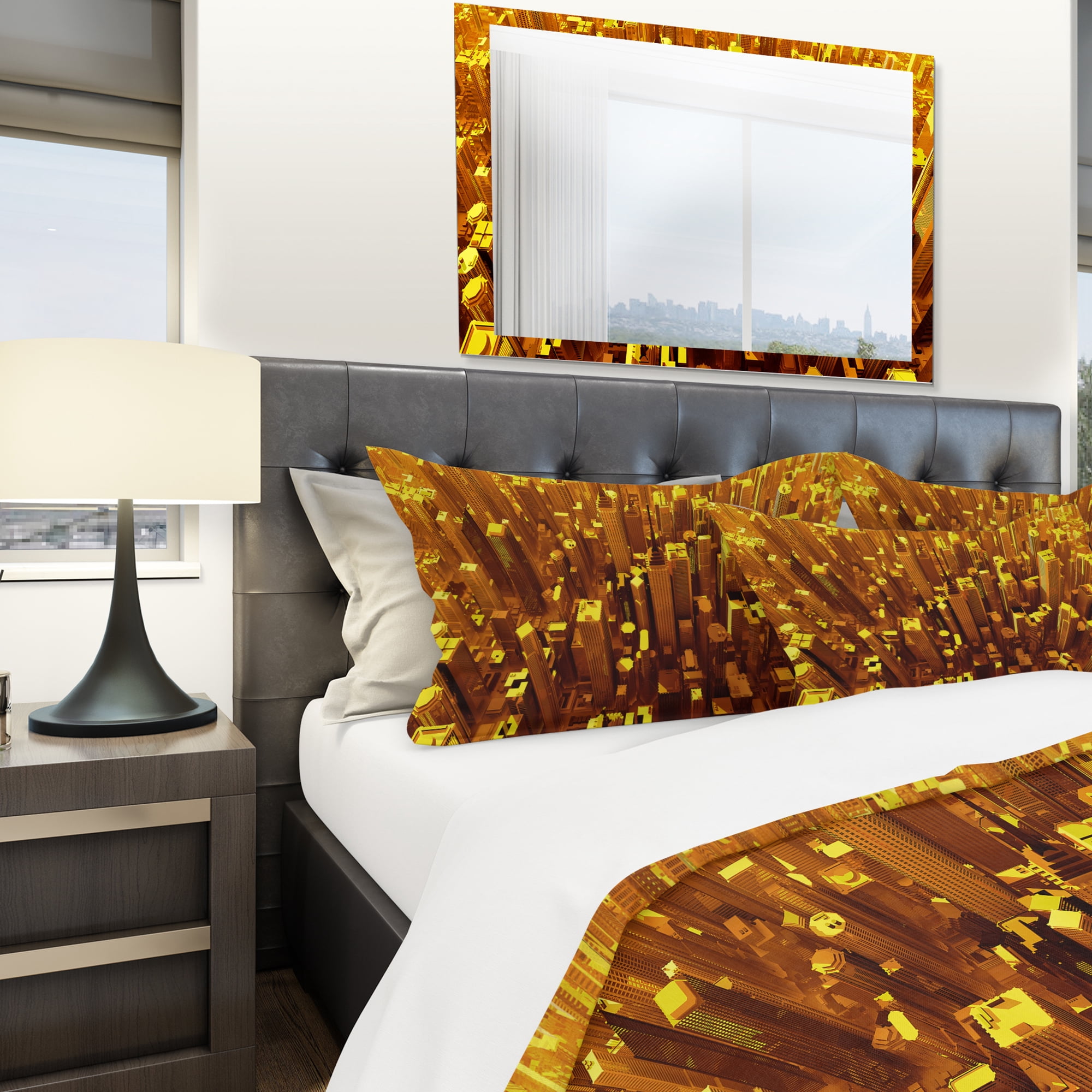 Designart 'Golden City From The Sky' Modern & Contemporary Duvet Cover Set