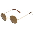 thumbnail image 2 of Small Retro Lennon Inspired Style Neutral-Colored Lens Round Metal Sunglasses 41mm (Gold/Brown) zeroUV zeroUV, 2 of 2