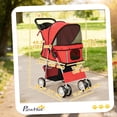 thumbnail image 3 of Pet Stroller Cat Dog Wheels Travel Zipper Entry Foldable Carrier Cart Red, 3 of 10