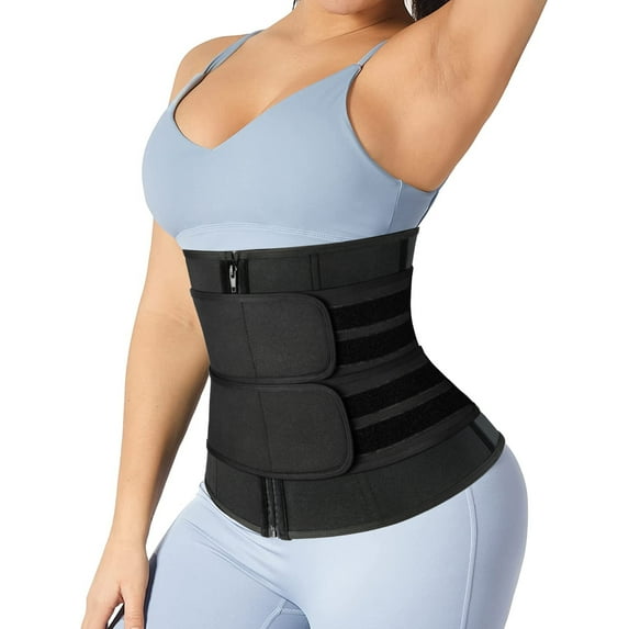 SHAPEVIVA Waist Trainer for Women Slimming Body Shaper Waist Trimmer Cincher Sweat Belt With Zipper