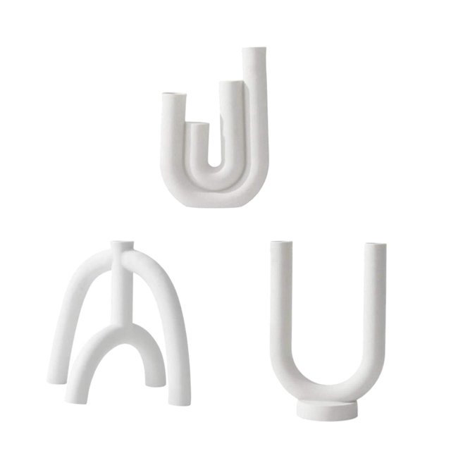 3Pieces White Candlesticks Modern Wedding Party Table Centerpiece Decoration Baoblaze none