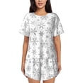 thumbnail image 1 of Fotbe Snowflake Minimalist Conjunto de Pijama Estampado para Mujer, 2 Piezas, Ropa de Dormir con Camiseta de Manga Corta y Shorts Suaves-XX-Large, 1 of 6