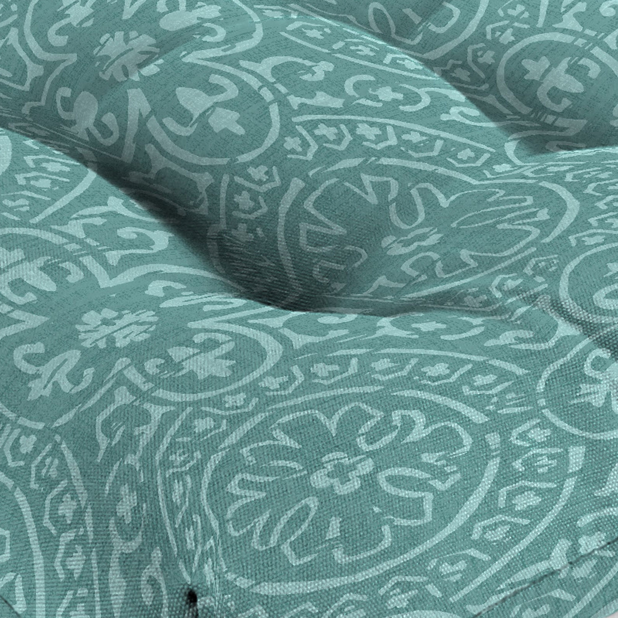 Jordan Manufacturing 18 x 18 Light Turquoise Medallion Tufted Outdoor Seat Cushion (2 Pack)