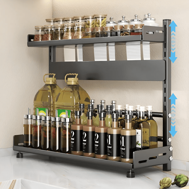 Estante De Cocina Para Almacenar Especias Para La Nevera Xtellar negro