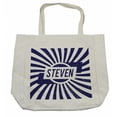 thumbnail image 1 of Steven Shopping Bag, Common English First Name for Boys in Blue and White Retro Composition, Eco-Friendly Reusable Bag for Groceries Beach and More, 15.5" X 14.5", Cream, by Ambesonne, 1 of 2