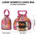 thumbnail image 5 of Boho Bohemia Flower Drawstring Lunch Bag Women - Drawstring Lunch Bag Insulated for Work Office - Stain-Resistant Large Lunchbags for Women with Multi-Pockets, 5 of 6