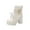 White, variant on HBFAGFB Ankle Boots for Women Ladies Fashion Leather Shoes Lace Decorative High Heel Booties White Size 40